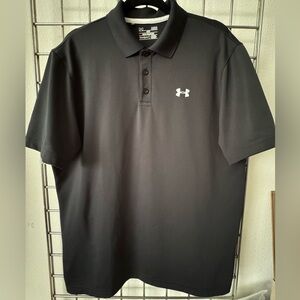 UNDER ARMOUR Loose Heat Gear Men's Black Polo Shirt Size LG